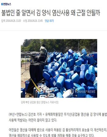 김양식,불법,연합뉴스,염산